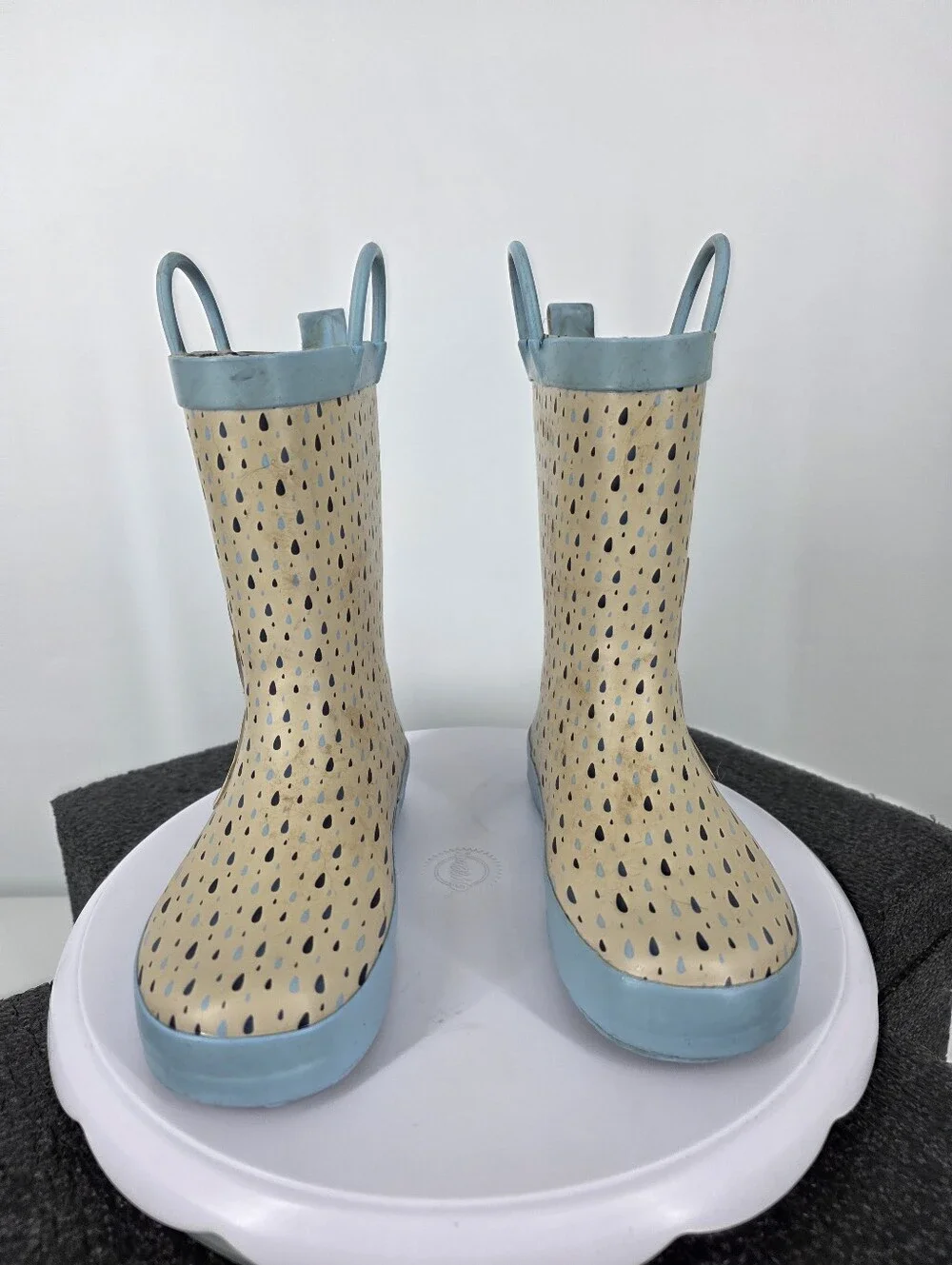 Bluey & Bingo Toddler Kids Rain Boots Size 11 Blue Yellow Raindrops Ludo Studio